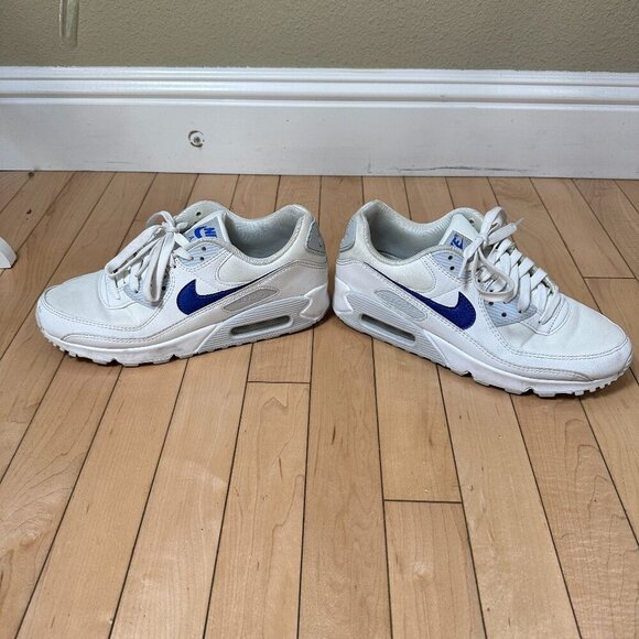 Nike Air Max 90 White with Blue Swoosh Size 9 / 40.5 - Picture 6 of 11